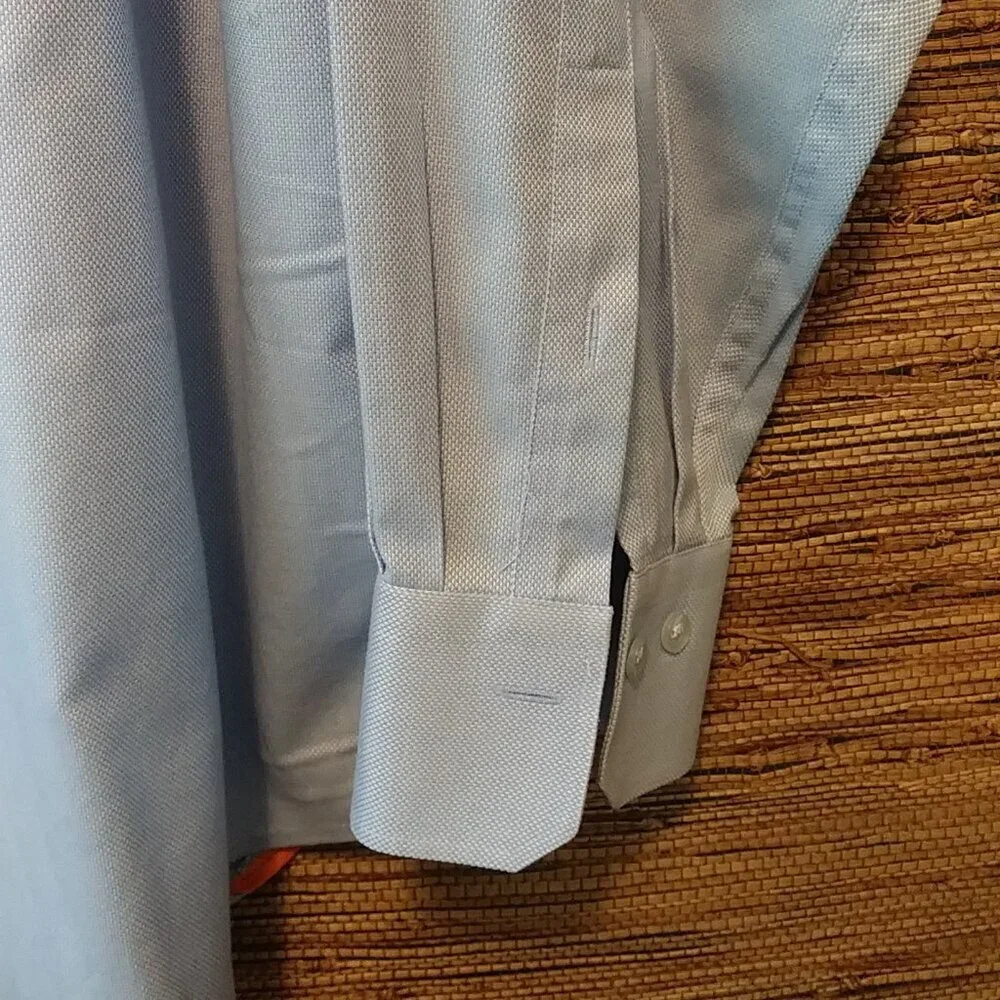 👔 LORENZO UOMO “Perfect White Shirt” Blue Trim Fit Shirt 17.5 / 34-35